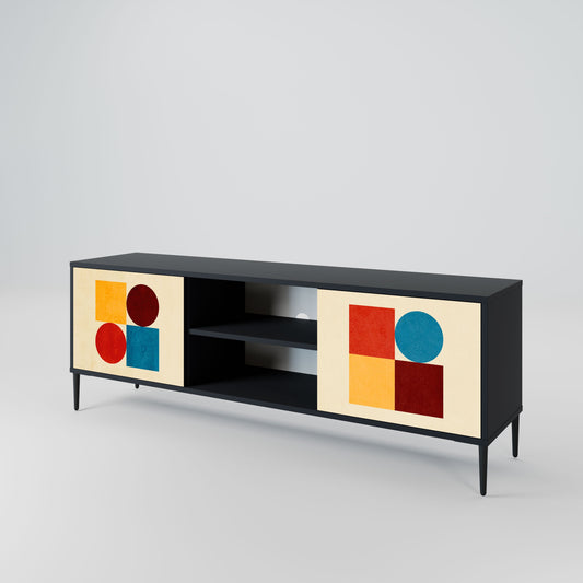 Mobile TV GEOMETRIC PUZZLE a 2 ante in finitura nera