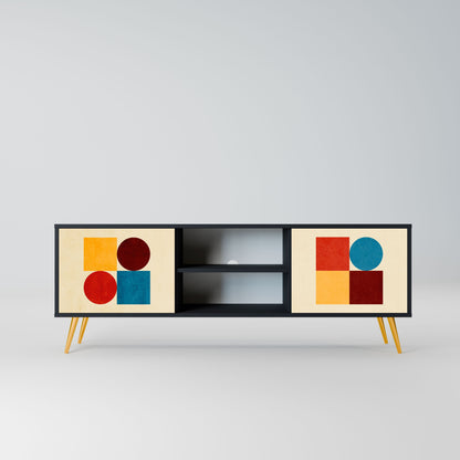 GEOMETRIC PUZZLE 2-Door TV Stand in Black Finish