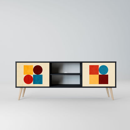 GEOMETRIC PUZZLE 2-Door TV Stand in Black Finish