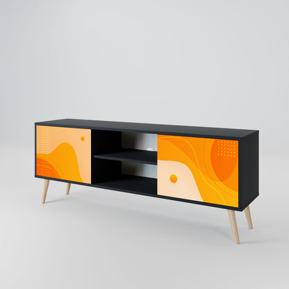 ORANGE ARRANGEMENT 2-Door TV Stand in Black Finish