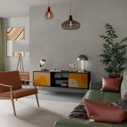 ORANGE ARRANGEMENT 2-Door TV Stand in Black Finish