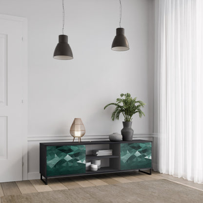 Mobile TV POLYGONAL FLOATING a 2 ante con finitura nera