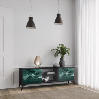 Mobile TV POLYGONAL FLOATING a 2 ante con finitura nera