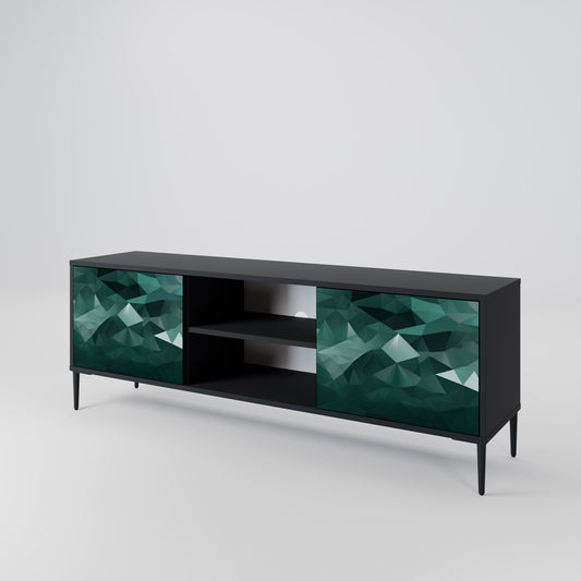 Mobile TV POLYGONAL FLOATING a 2 ante con finitura nera