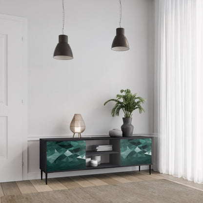 Mobile TV POLYGONAL FLOATING a 2 ante con finitura nera