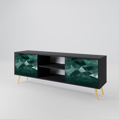 Mobile TV POLYGONAL FLOATING a 2 ante con finitura nera