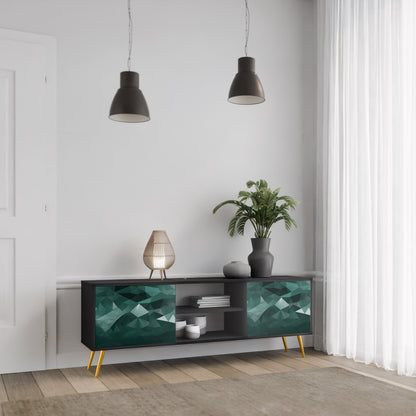 Mobile TV POLYGONAL FLOATING a 2 ante con finitura nera