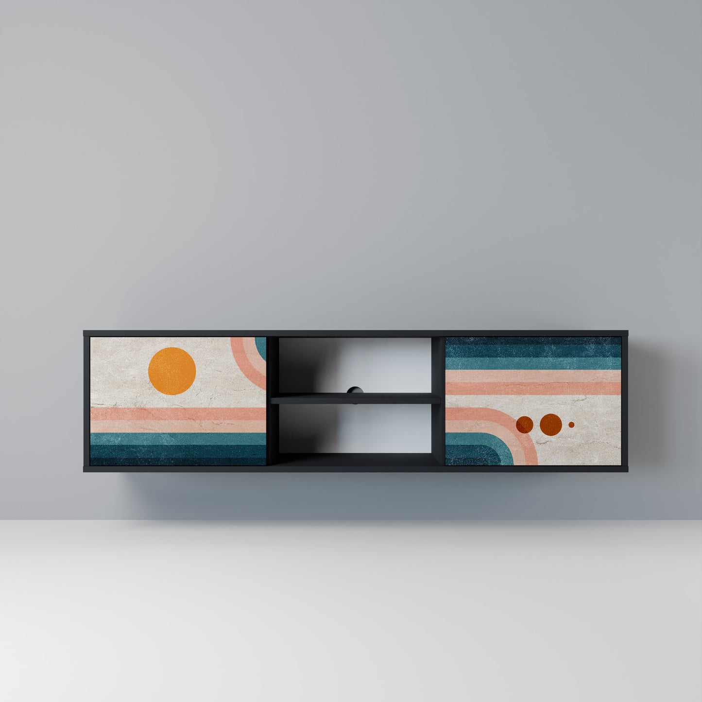 TWO HALVES Mobile TV a 2 Ante in Finitura Nera