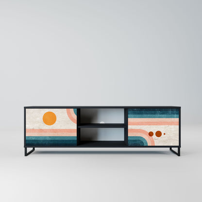 TWO HALVES 2-Door TV Stand in Black Finish