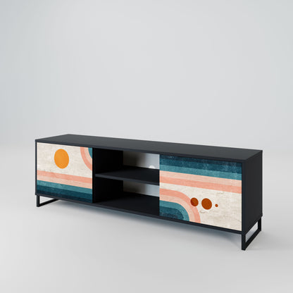 TWO HALVES 2-Door TV Stand in Black Finish