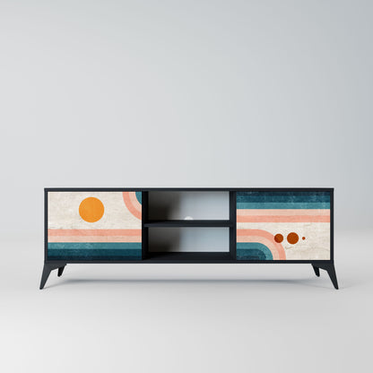 TWO HALVES 2-Door TV Stand in Black Finish
