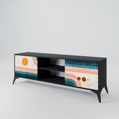 TWO HALVES 2-Door TV Stand in Black Finish