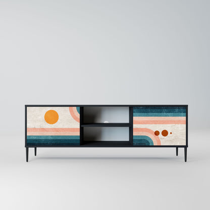 TWO HALVES 2-Door TV Stand in Black Finish