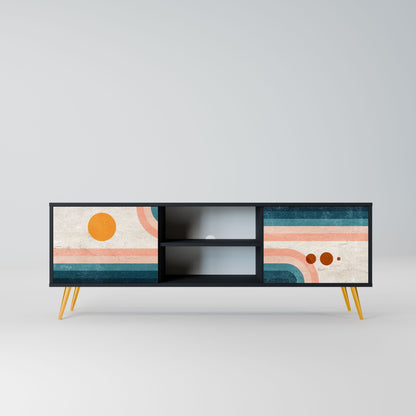 TWO HALVES 2-Door TV Stand in Black Finish