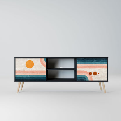 TWO HALVES 2-Door TV Stand in Black Finish