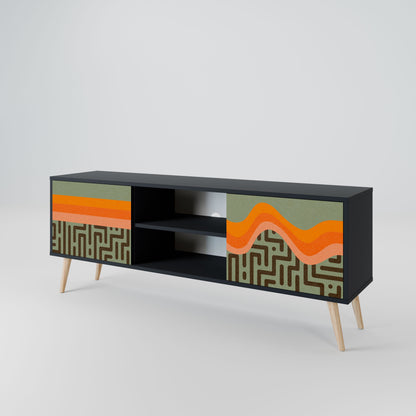 SIMPLE SOLUTIONS 2-Door TV Stand in Black Finish