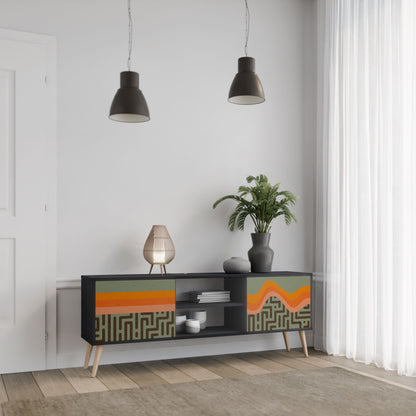 SIMPLE SOLUTIONS 2-Door TV Stand in Black Finish