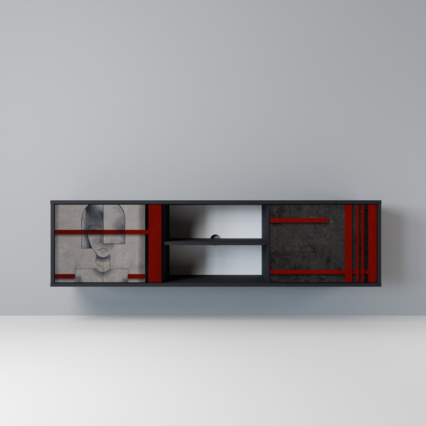 GRAY FIGURES Mobile TV a 2 Ante in Finitura Nera