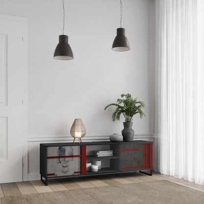GRAY FIGURES 2-Door TV Stand in Black Finish