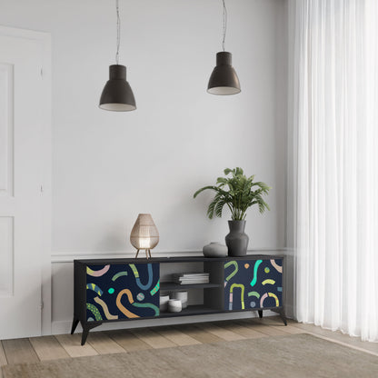 CONTRAST DANCE 2-Door TV Stand in Black Finish