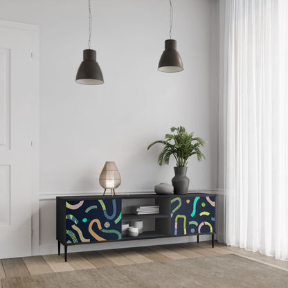CONTRAST DANCE 2-Door TV Stand in Black Finish