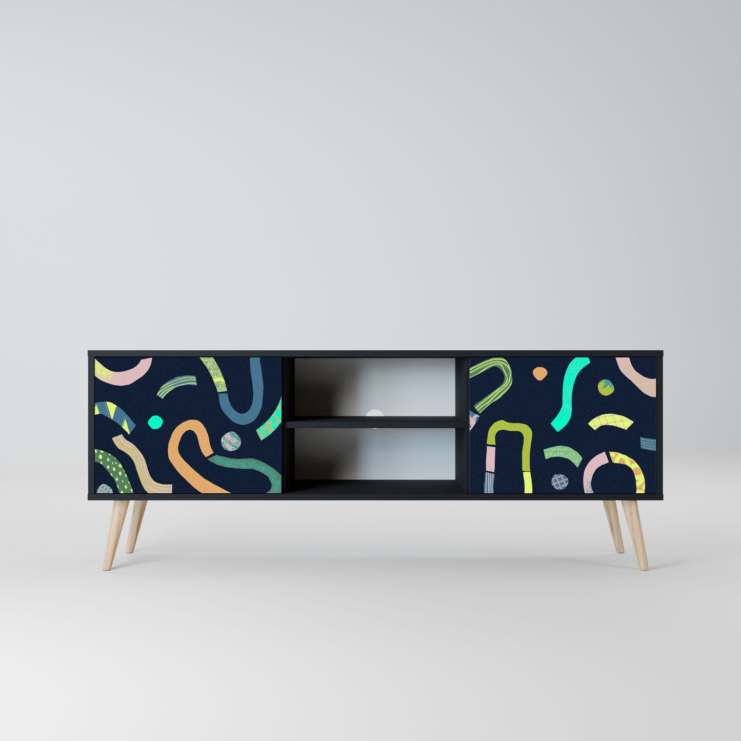 CONTRAST DANCE 2-Door TV Stand in Black Finish