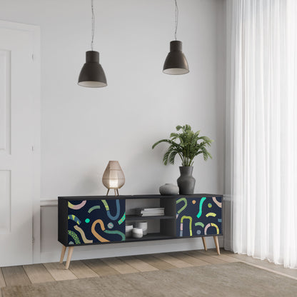 CONTRAST DANCE 2-Door TV Stand in Black Finish