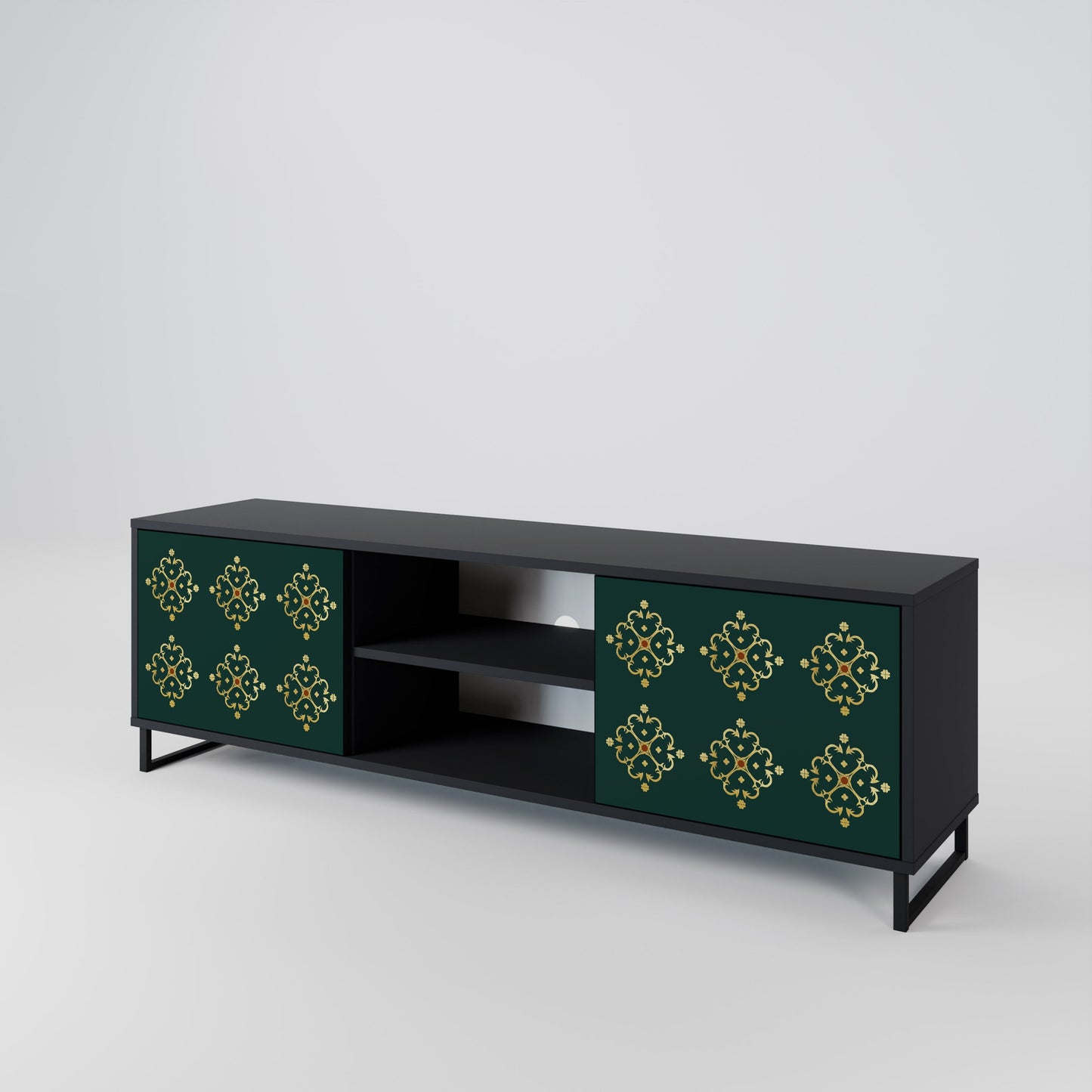 Mobile TV ROYAL MEDALLION a 2 ante con finitura nera