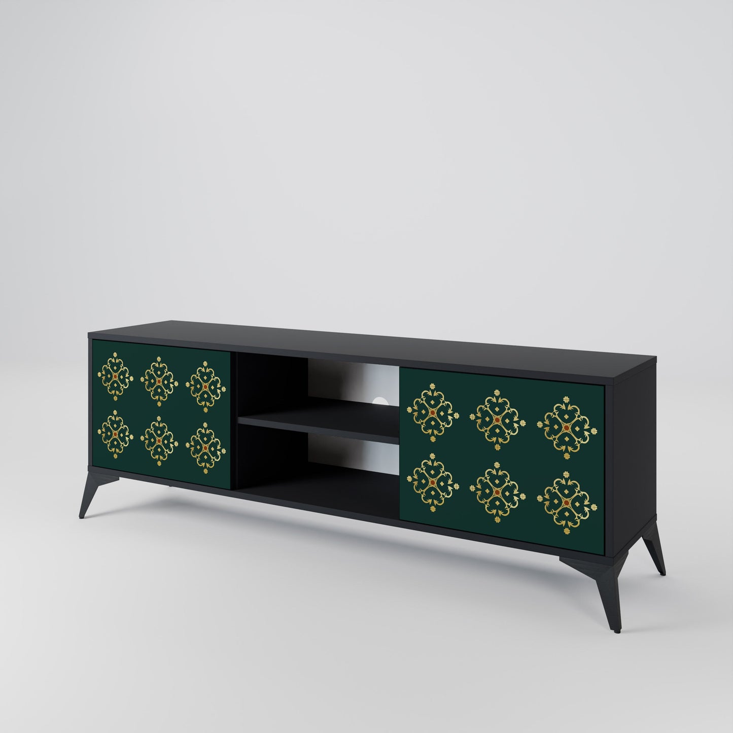 Mobile TV ROYAL MEDALLION a 2 ante con finitura nera