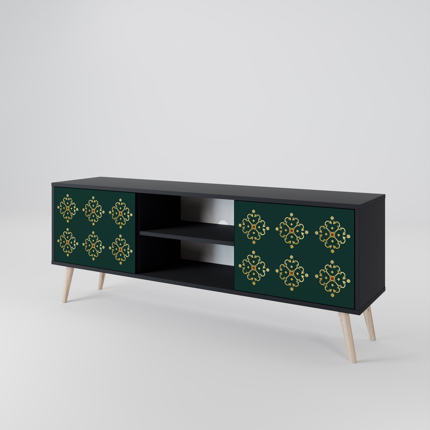 Mobile TV ROYAL MEDALLION a 2 ante con finitura nera