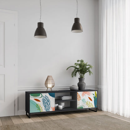 BOTANICAL HURRICANE 2-Door TV Stand in Black Finish