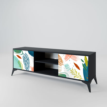 BOTANICAL HURRICANE 2-Door TV Stand in Black Finish