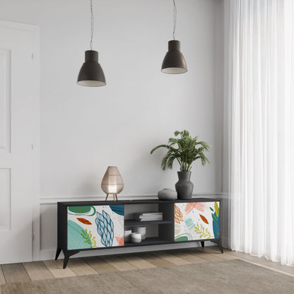 BOTANICAL HURRICANE 2-Door TV Stand in Black Finish
