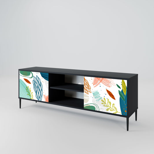 Mobile TV BOTANICAL HURRICANE a 2 ante con finitura nera