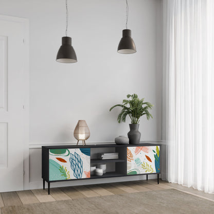 BOTANICAL HURRICANE 2-Door TV Stand in Black Finish