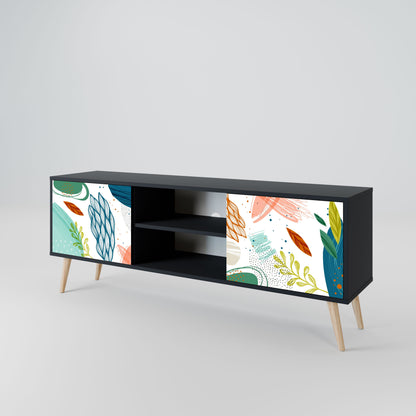 BOTANICAL HURRICANE 2-Door TV Stand in Black Finish
