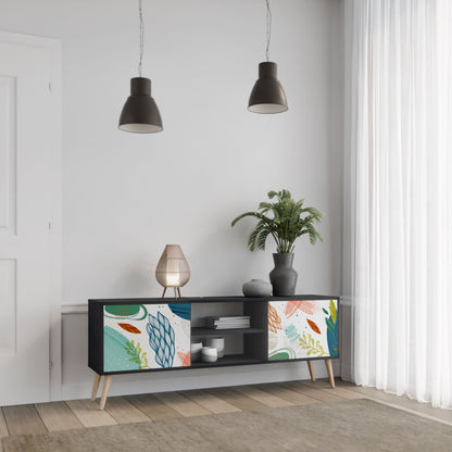 BOTANICAL HURRICANE 2-Door TV Stand in Black Finish