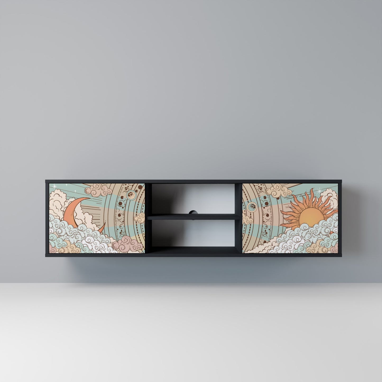 MYSTICAL STRUCTURE Mobile TV a 2 Ante in Finitura Nera