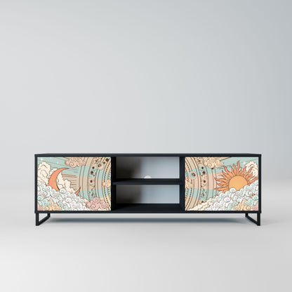 MYSTICAL STRUCTURE 2-Door TV Stand in Black Finish