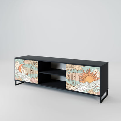 MYSTICAL STRUCTURE 2-Door TV Stand in Black Finish