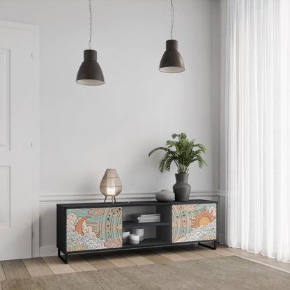 MYSTICAL STRUCTURE 2-Door TV Stand in Black Finish