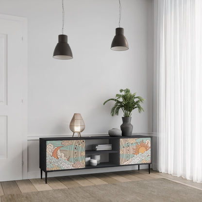 MYSTICAL STRUCTURE 2-Door TV Stand in Black Finish