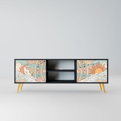 MYSTICAL STRUCTURE 2-Door TV Stand in Black Finish