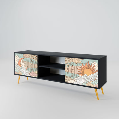 MYSTICAL STRUCTURE 2-Door TV Stand in Black Finish