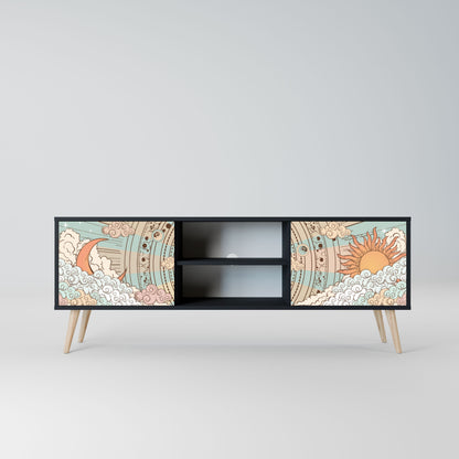 MYSTICAL STRUCTURE 2-Door TV Stand in Black Finish