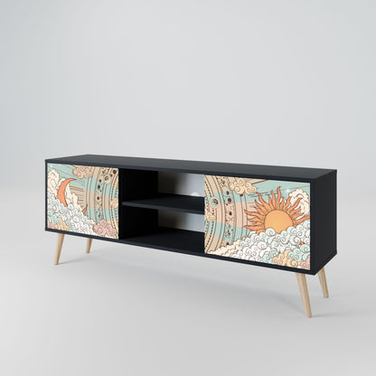 MYSTICAL STRUCTURE 2-Door TV Stand in Black Finish