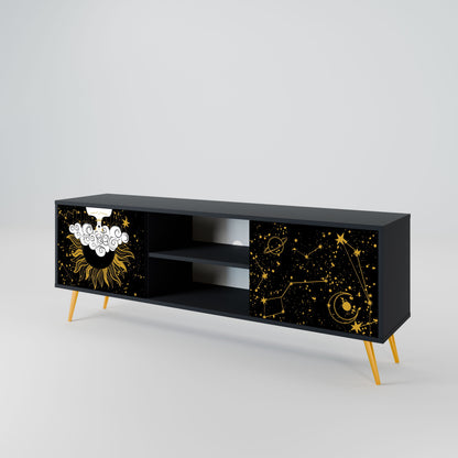 STELLAR CONSTELLATIONS 2-Door TV Stand in Black Finish