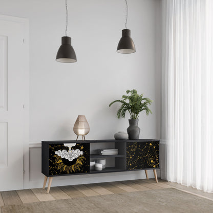 STELLAR CONSTELLATIONS 2-Door TV Stand in Black Finish