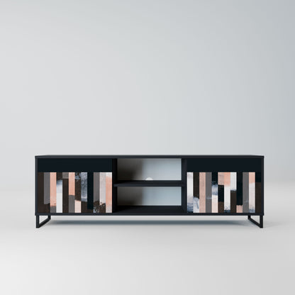 COLLAGE OF RECTANGLES 2-Door TV Stand in Black Finish