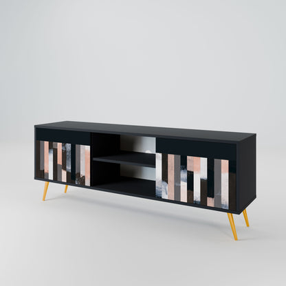 COLLAGE OF RECTANGLES 2-Door TV Stand in Black Finish